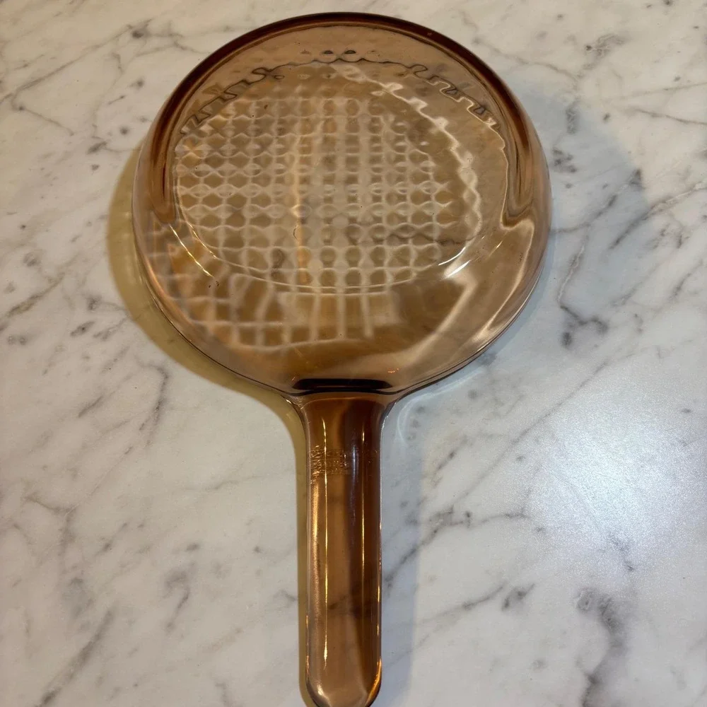 Visions by Corning Amber Glass Skillet V-1.5-B Made in France 7 Inch Pan Vintage
